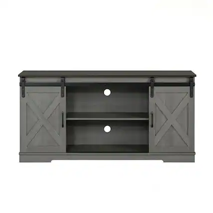 Front. Boyel Living - Gray TV Stand Fits TVs up to 65 in. with Metal Tracks - Gray.