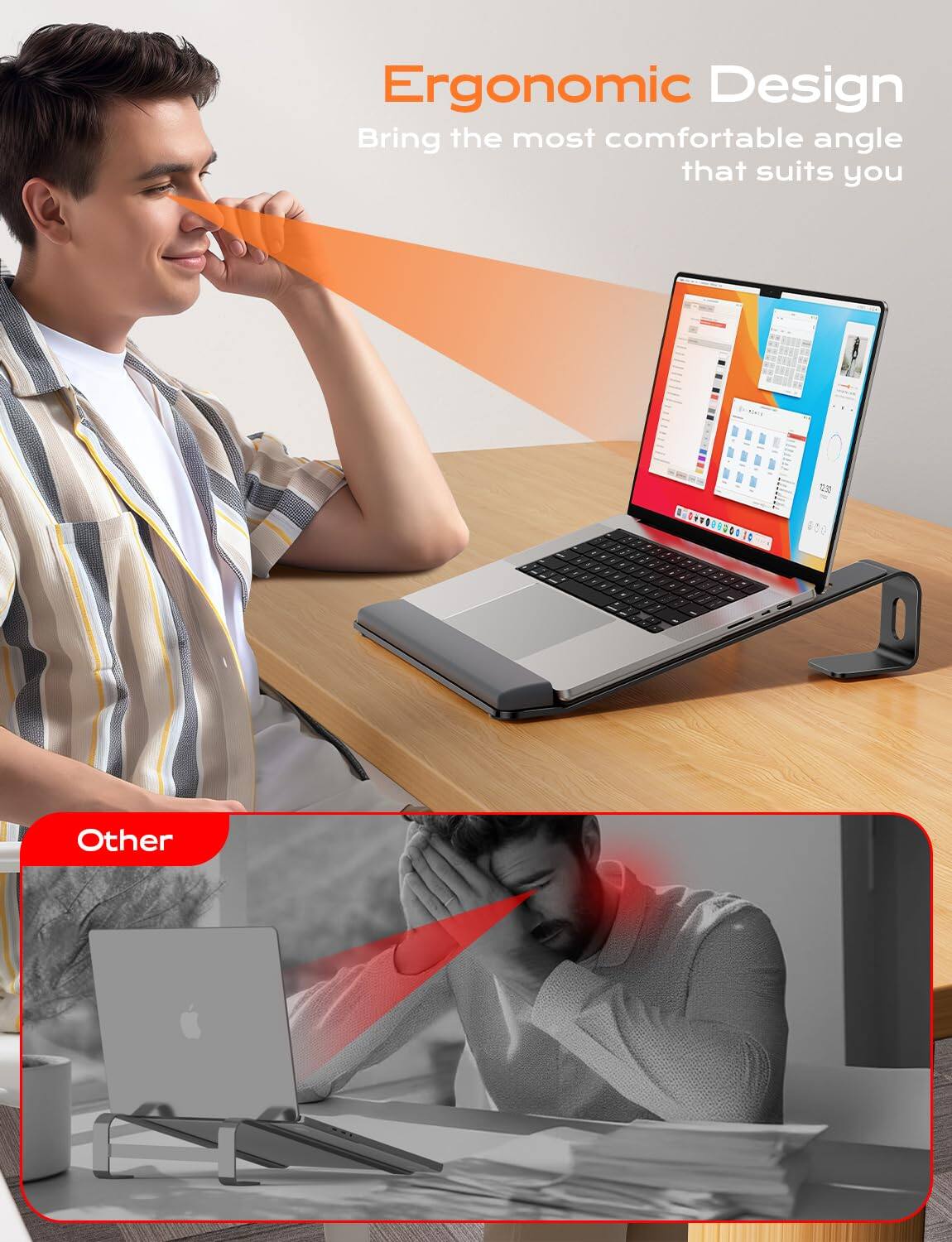 Refined Abode Design Laptop Stand For Desk Metal With Wrist Support ...