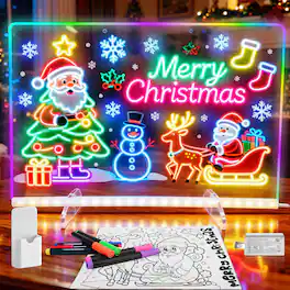 Fabibe - Lumiboard Led Drawing Board 13.7x10 Inch Note With Colors For 7 & 4 Modes Rewritable Surface Includes Stand+7 Markers - Default