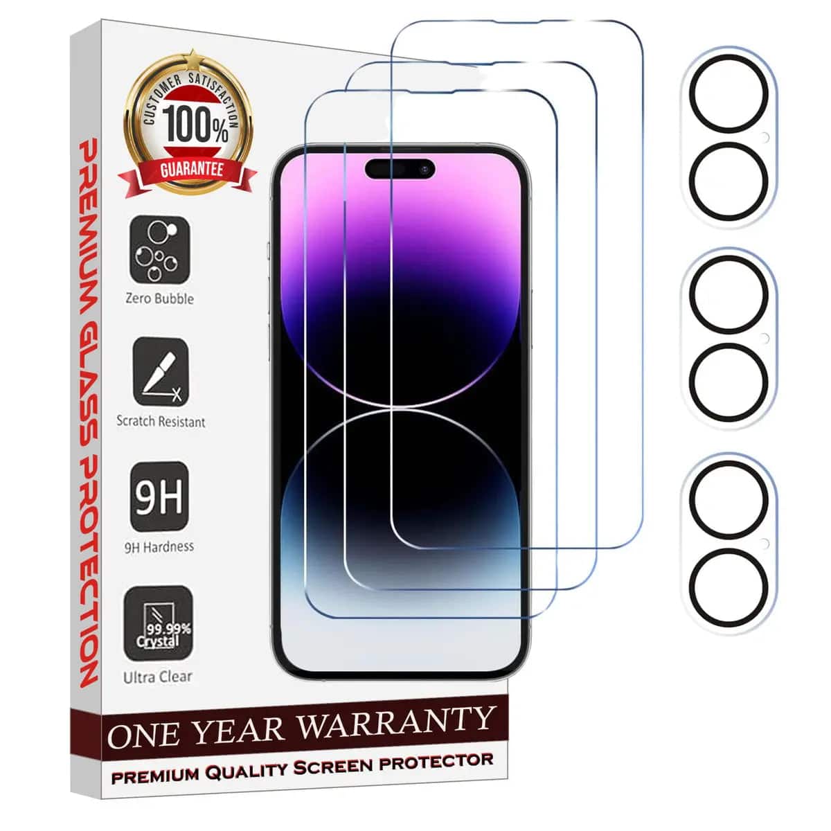 Entronix - Clear Screen Protector & Camera Lens Protector For iPhone 16 Plus - 6-Piece Combo - Transparent