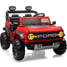 FIRST RIDE ON - 24V Ride on Toys for Big Kids Licensed Ford Bronco Raptor 2 Seater Ride on Cars with Remote Control Led Lights Bluetooth - Red