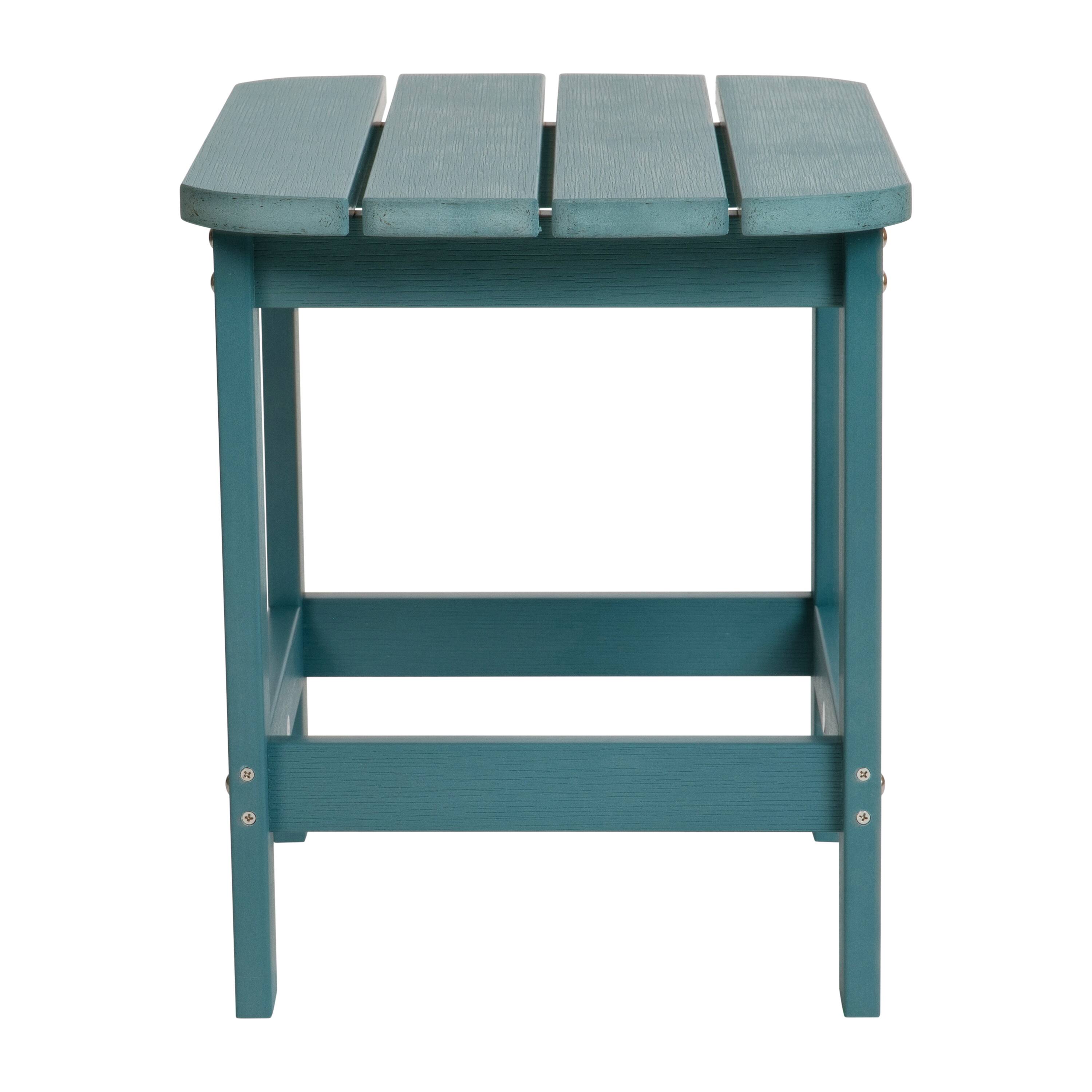 Alt View 5. Emma + Oliver - Hammond Indoor/Outdoor Polyresin Adirondack Side Table for Porch, Patio, or Sunroom - Sea Foam.