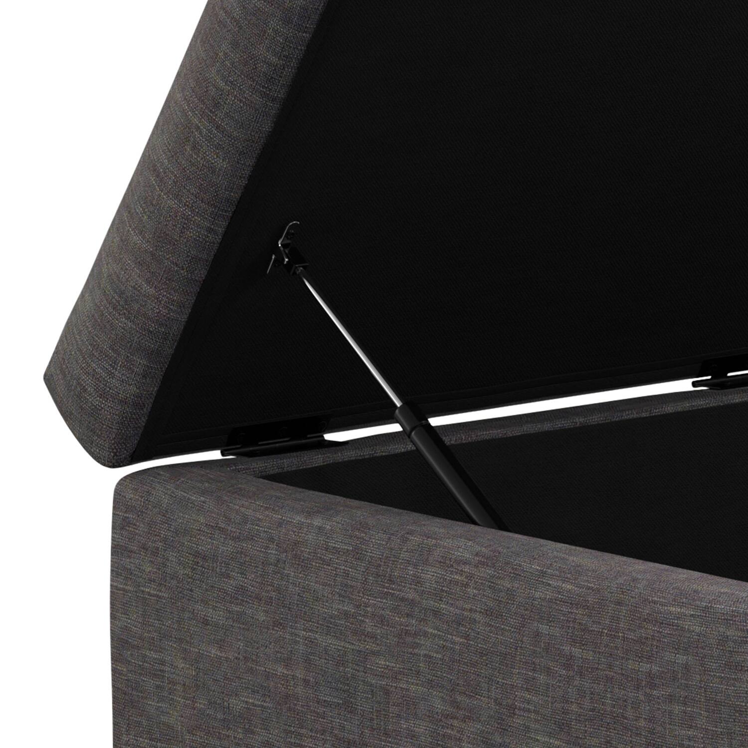 Alt View 8. Simpli Home - Rebecca 36 inch Mid Century Coffee Table Storage Ottoman with Lift Up Lid in Slate Grey Polyester Linen, Assembled - Slate Grey.