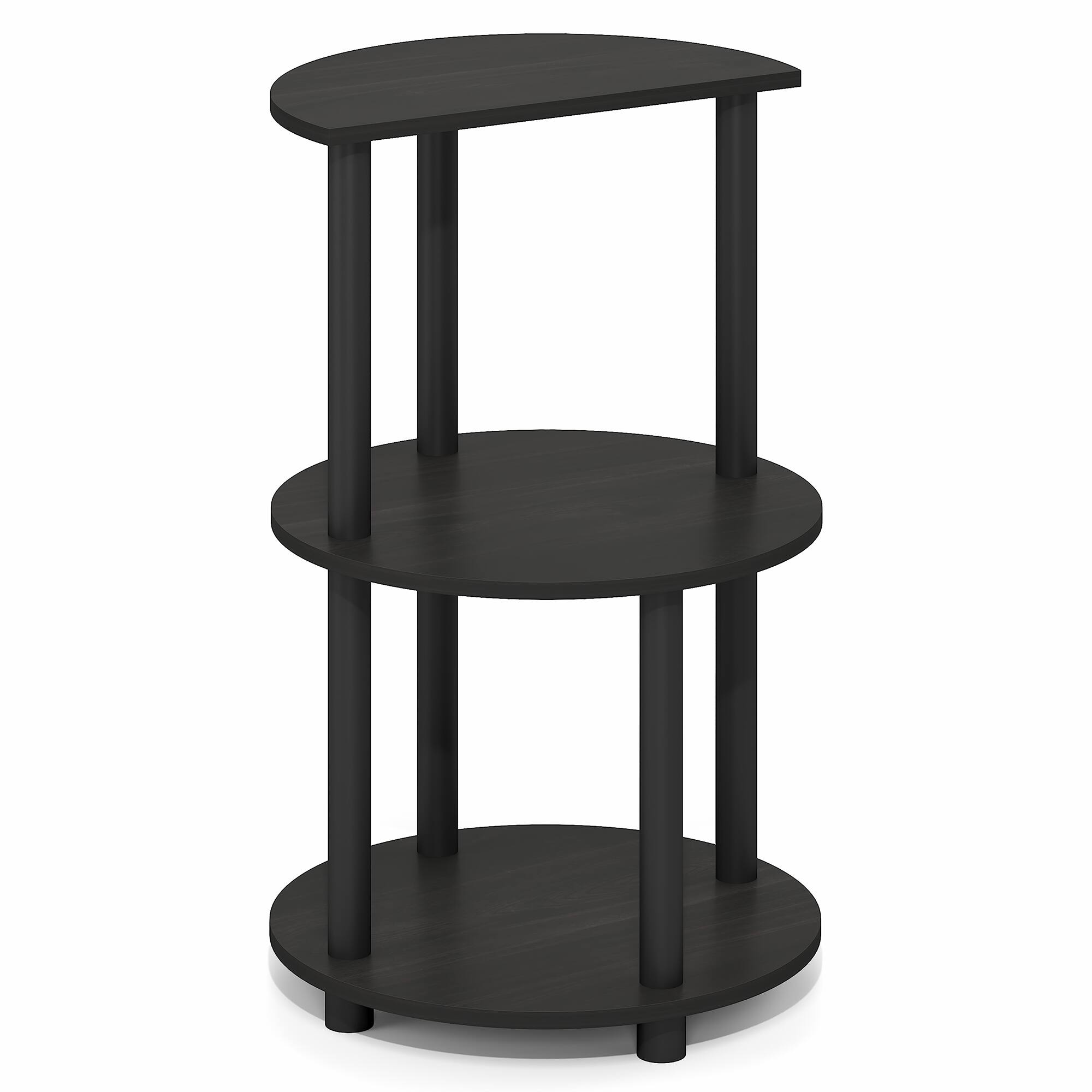 Alt View 5. Furinno - TURN-N-TUBE Side Table, Open Shelf Round End Table, Half Round Table Top Night Stand, Toolless Nightstand, Bedside Table - Espresso/Black.