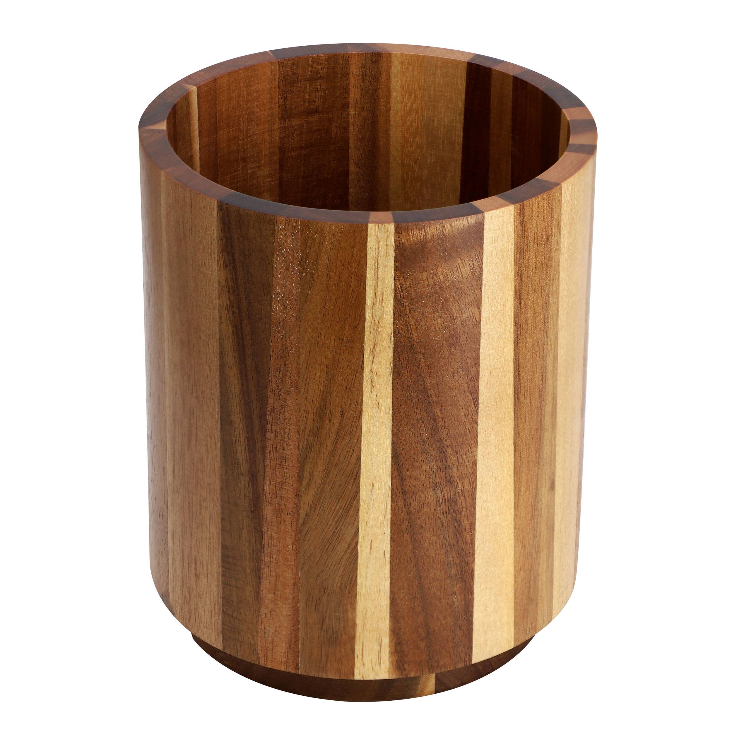 Alt View 1. MegaChef - MegaChef Acacia Wood 360 Rotating Utensil Holder - Brown.