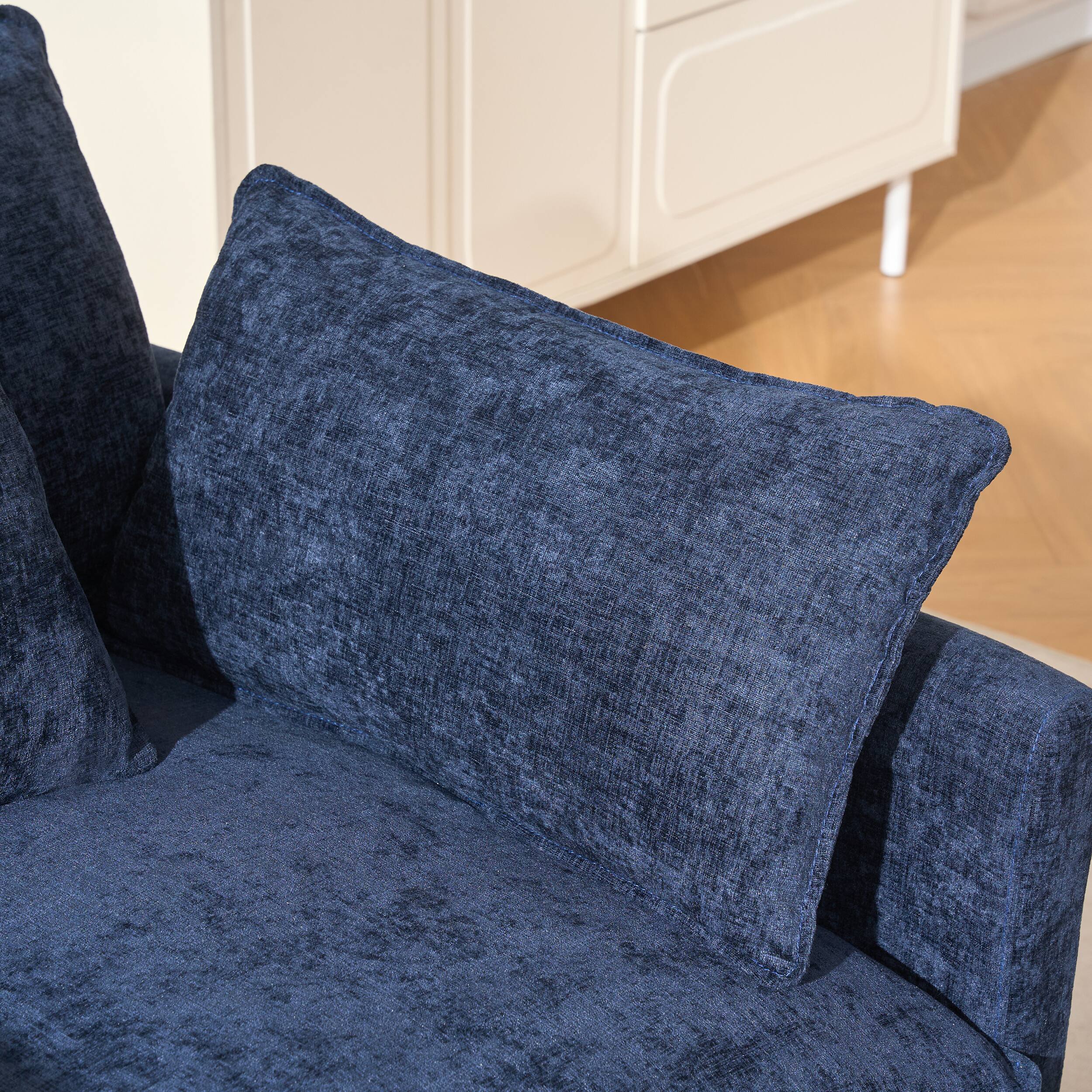 Alt View 8. Meqiodas - 39.4" Modern Accent Chair with Ottoman, Living Room Club Chair Chenille Upholstered Armchair , Reading Chair for Bedroom - Blue.