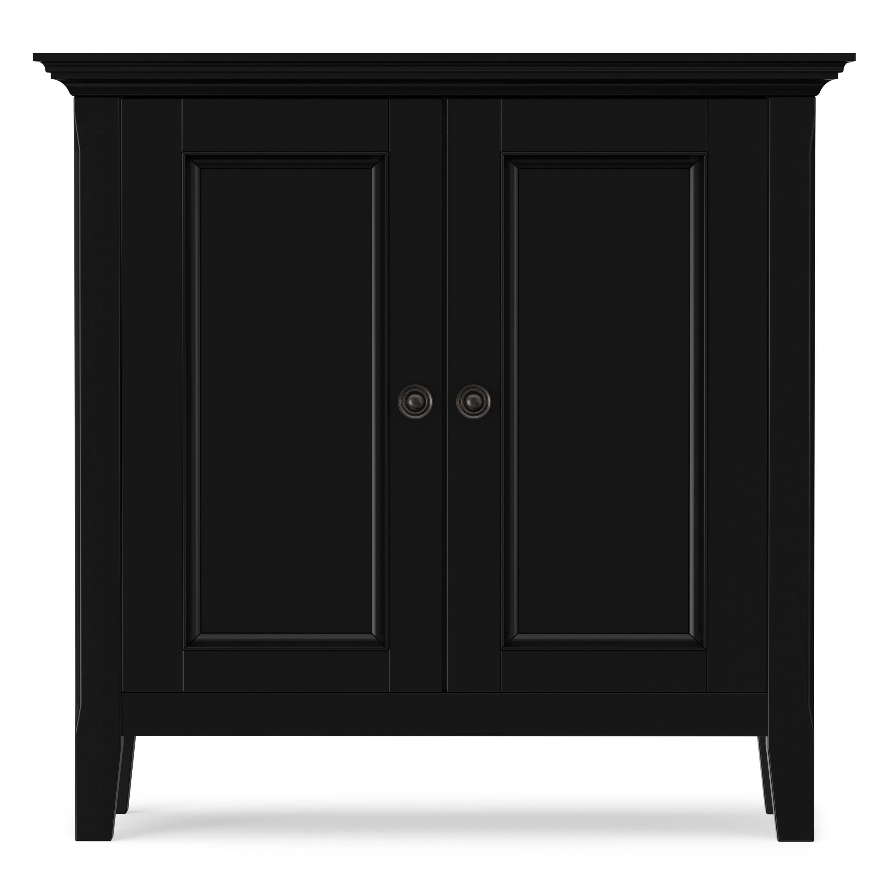 Back. Simpli Home - Simpli Home Amherst 32 inch Wide Solid Wood Transitional Low Storage Cabinet - Black.