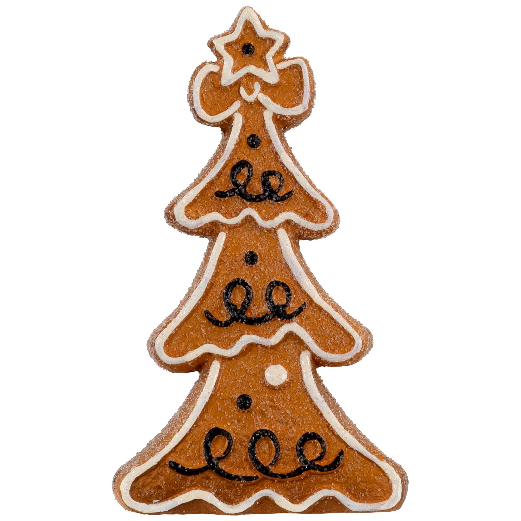 Front. Northlight - 6.25" Frosted Gingerbread Christmas Tree Figurine - Brown.