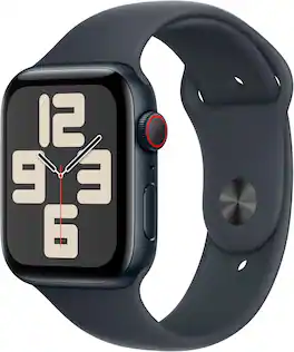 Refurbished Excellent - Apple Watch SE 2nd Generation (GPS+Cellular) 44mm Aluminum Case with Midnight Sport Band - S/M - Midnight - (2024)