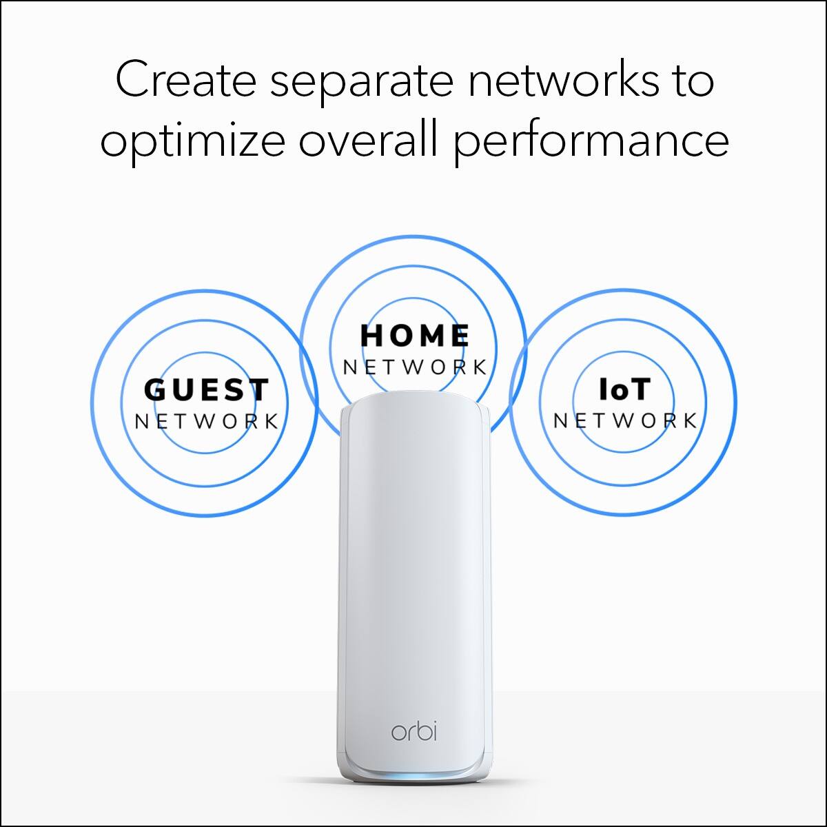 Create separate networks to optimize overall performance: Home Network, Guest Network, IoT Network, and Orbi Network.
