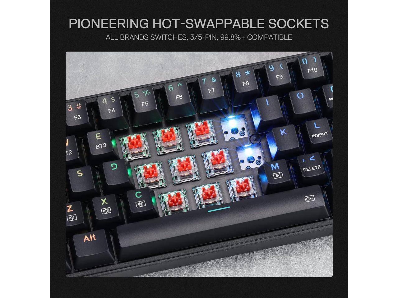 REDRAGON S136 75% Tri Mode Wireless RGB Mech Keyboard & 7200 DPI Mouse ...
