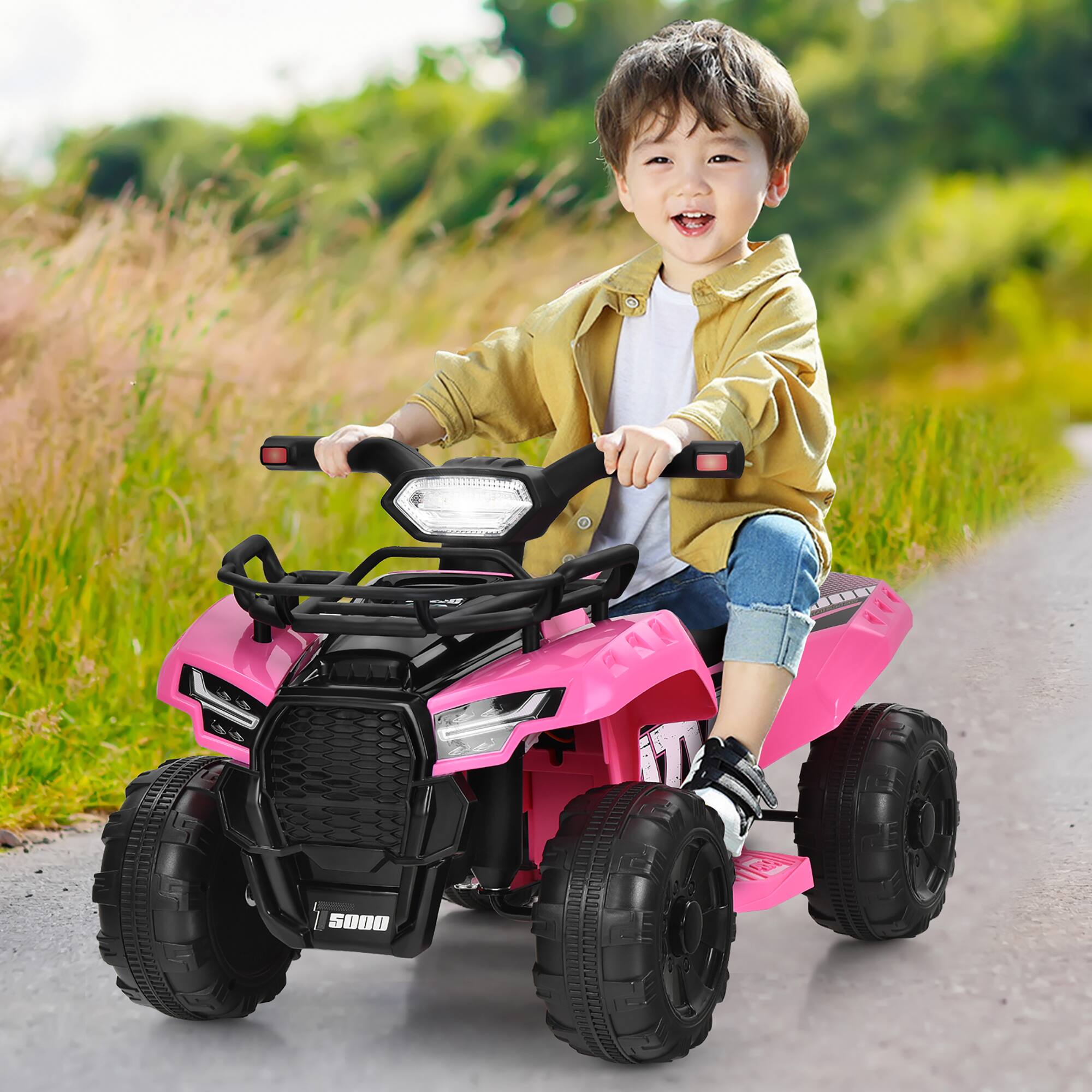 Alt View 1. Costway - Costway 6V Kids ATV Quad Electric Ride On Car Toy Toddler with LED Light MP3 - Pink.