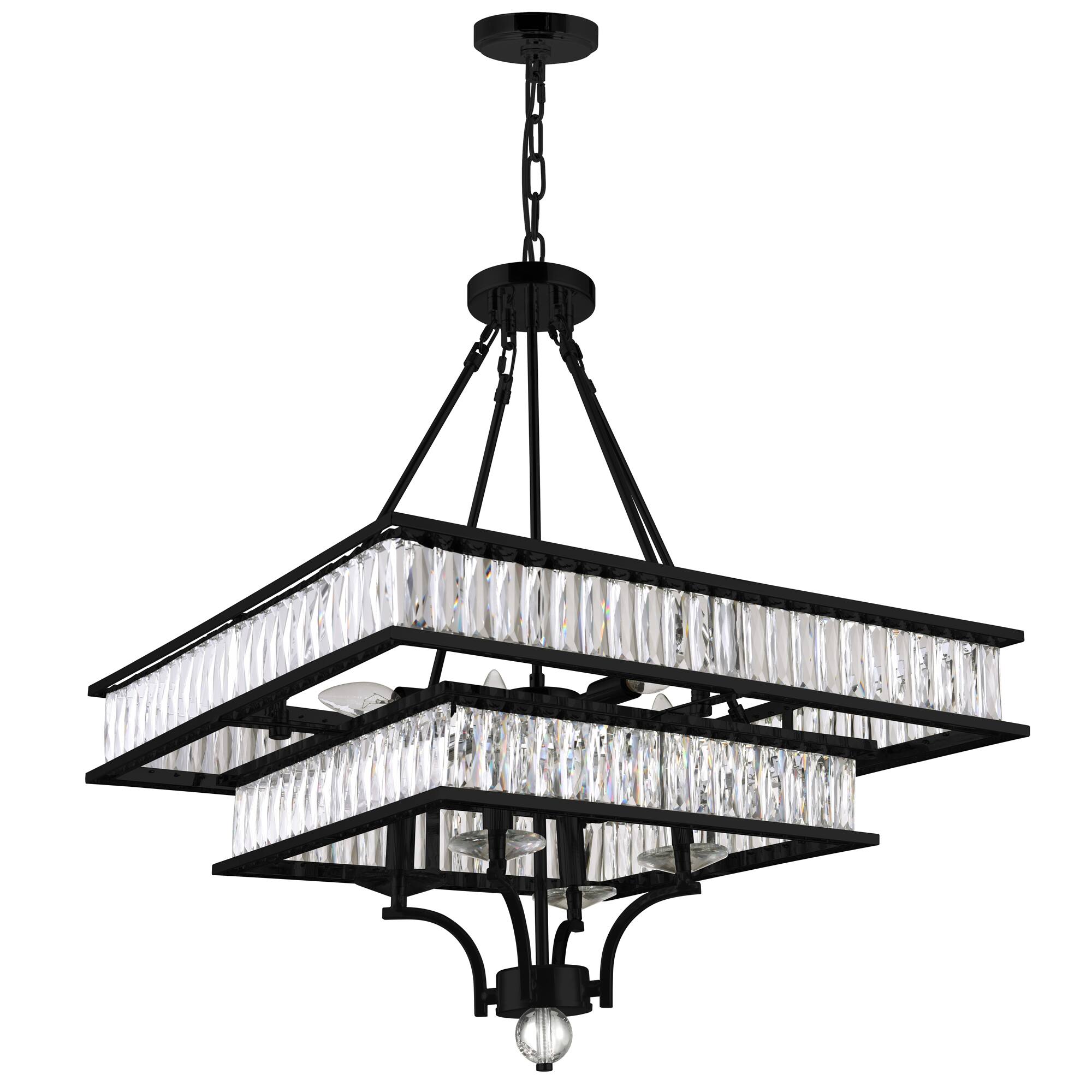 Alt View 1. CWI Lighting - Shalia 8 Light Chandelier With Black Finish - Black.