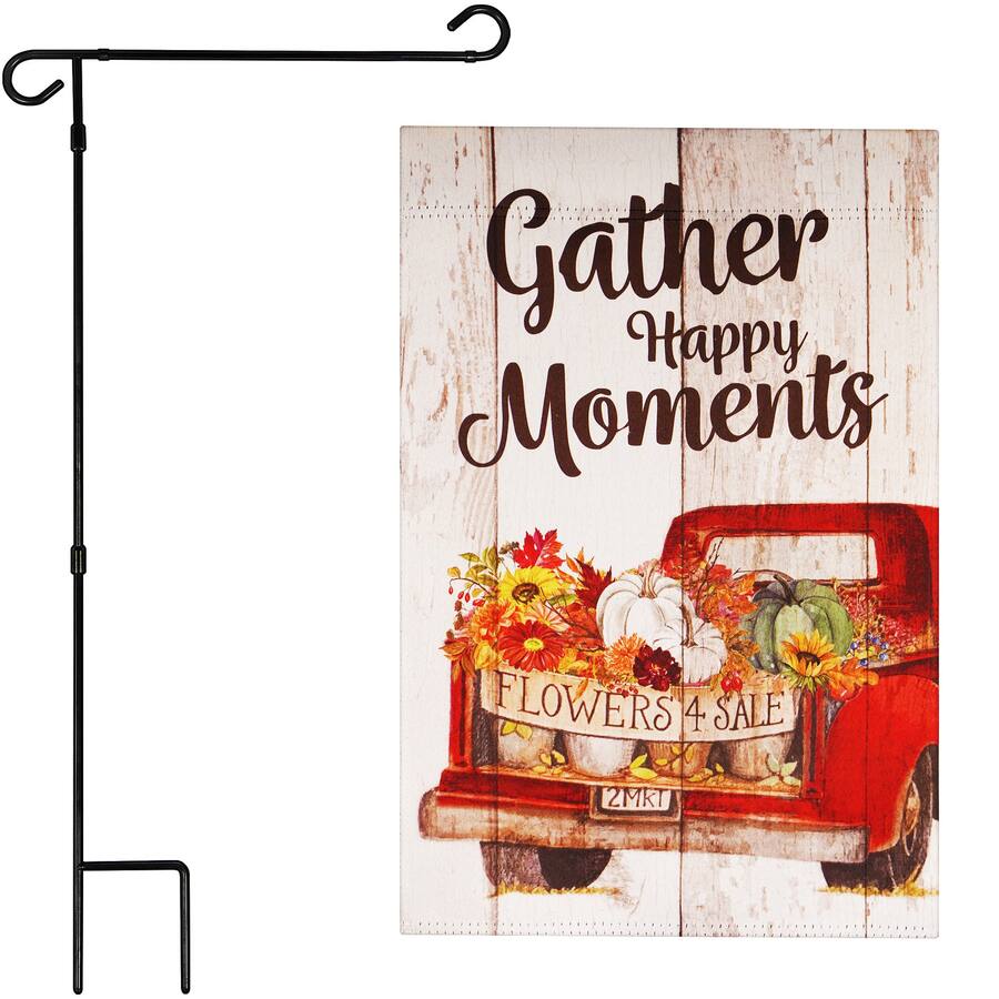 G128 Combo Pack: 36 x 16 in Garden Flag Stand & 12 x 18 in Double Sided ...
