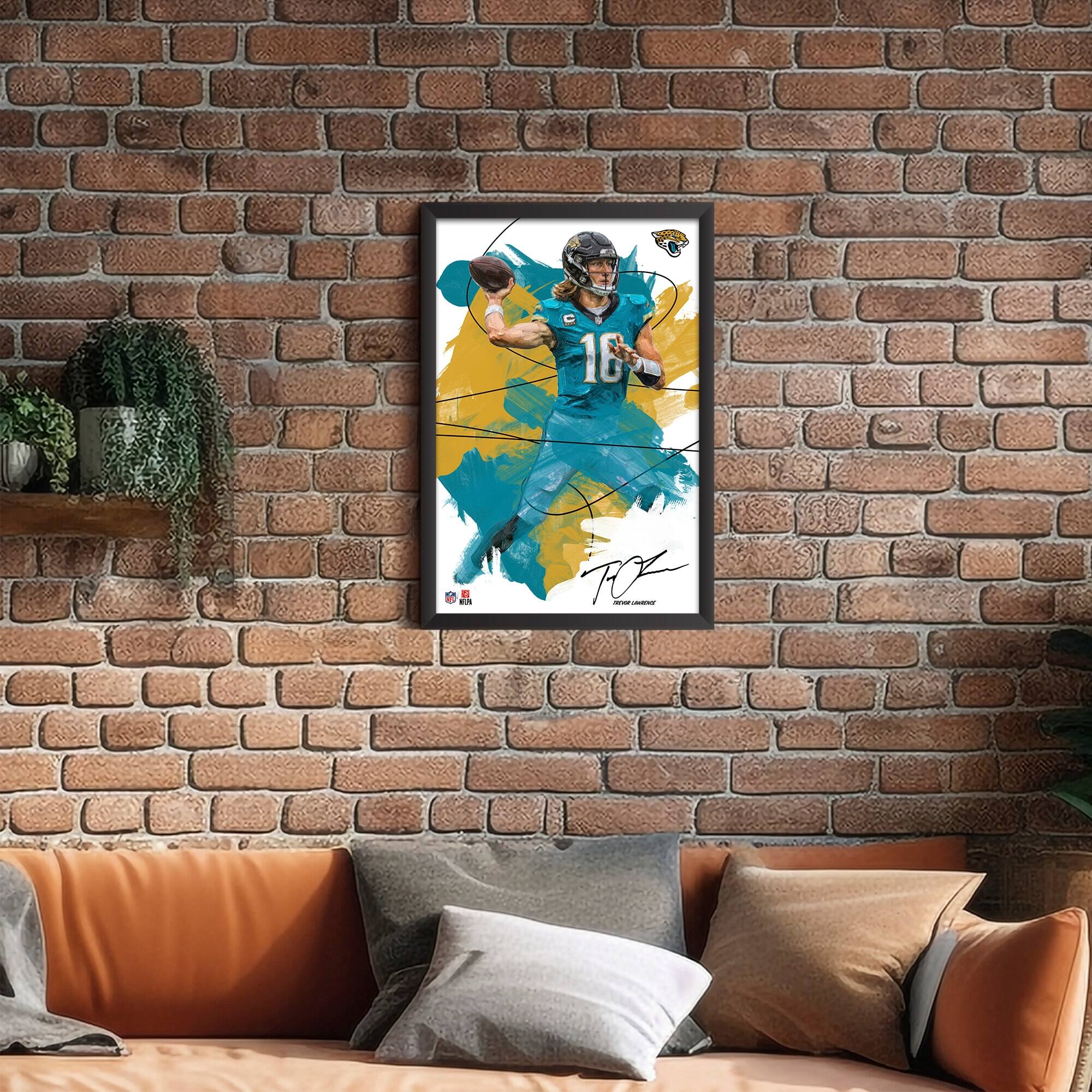 Alt View 1. Sporticulture - Trevor Lawrence 14" x 20" Brush Stroke Player Framed Art Print - Multicolor.
