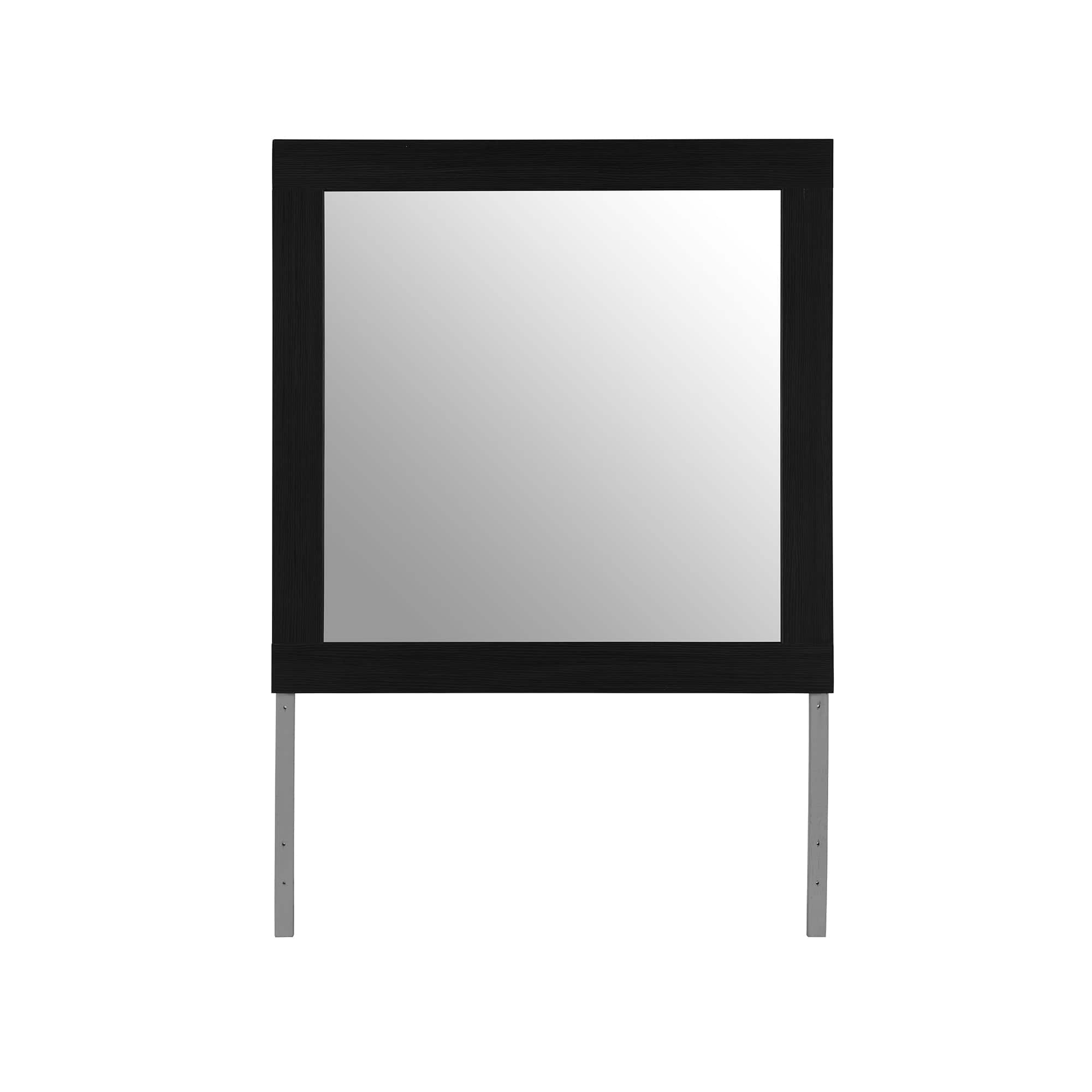 BreeBe - ELSA Finish Mirror with Sleek Frame and Large Scale Design, Solid Wood and MDF, 35.43 Inches - Black