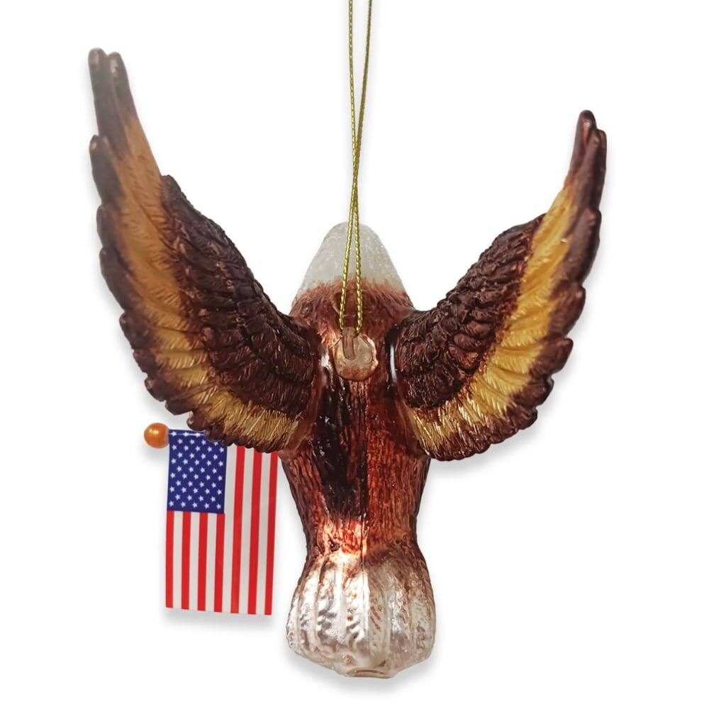 Back. OrnamentallyYou - American Bald Eagle Patriotic Glass Ornament USA Flag Christmas Decor - Multi-colored.