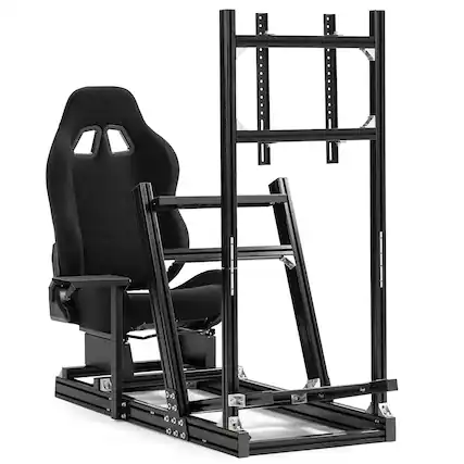 Front. Dardoo - Dardoo Racing Simulator Cockpit with Monitor Stand and Racing Seat,Fit for Logitech, for Thrustmaster, for Fanatec - Black.