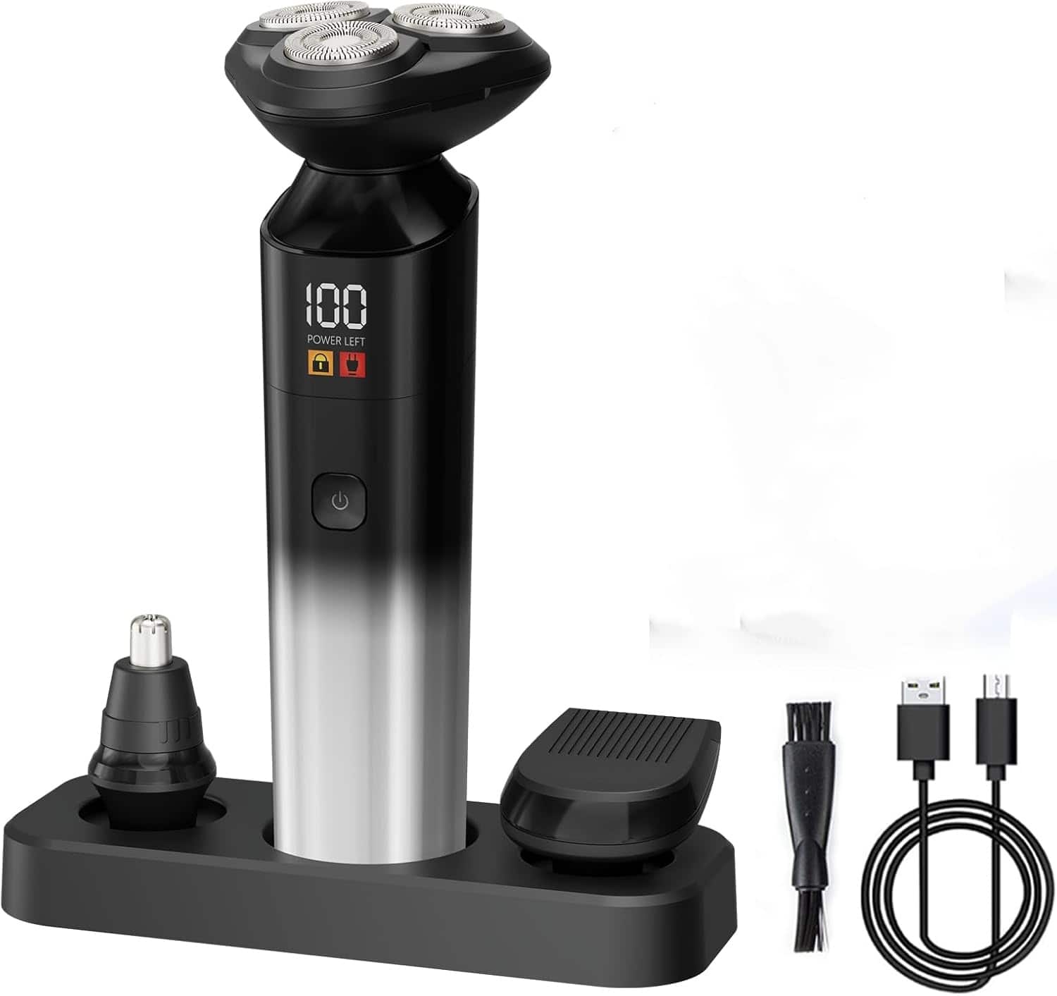 Dazzed Corner - Rechargeable Electric Razor for Men, 3D Rotary Shaver, Wet/Dry