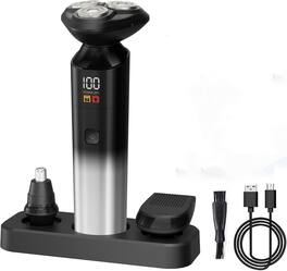 Dazzed Corner - Rechargeable Electric Razor for Men, 3D Rotary Shaver, Wet/Dry