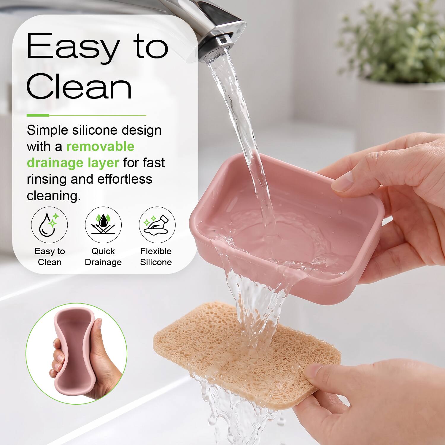 Easy to Clean

Simple silicone design with a removable drainage layer for fast rinsing and effortless cleaning.

- Easy to Clean
- Quick Drainage
- Flexible Silicone