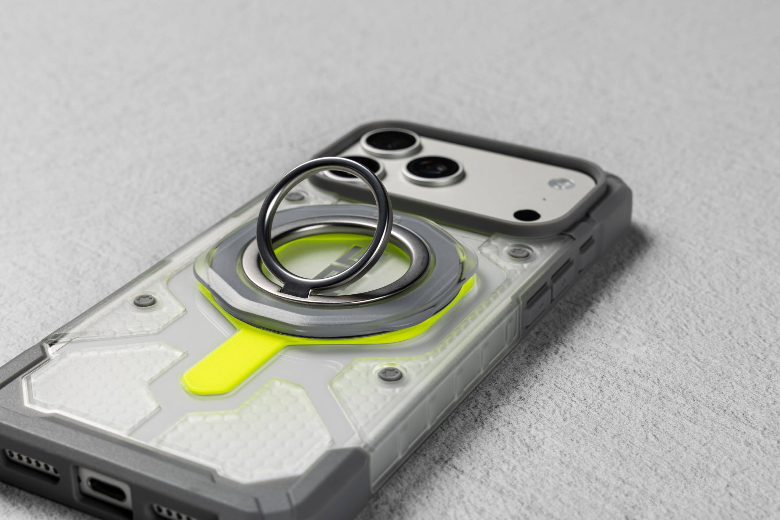 Alt View 2. UAG - Mag Ring Stand LT, Ultra Strong Magnet w/ Multi-Viewing Kickstand, Universal MagSafe Phone Grip & Stand - Transparent Smoke.