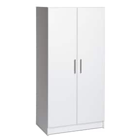 SlickBlue - 2-Door Wardrobe Cabinet with Hanging Rail and Storage Shelf for Bedroom - White