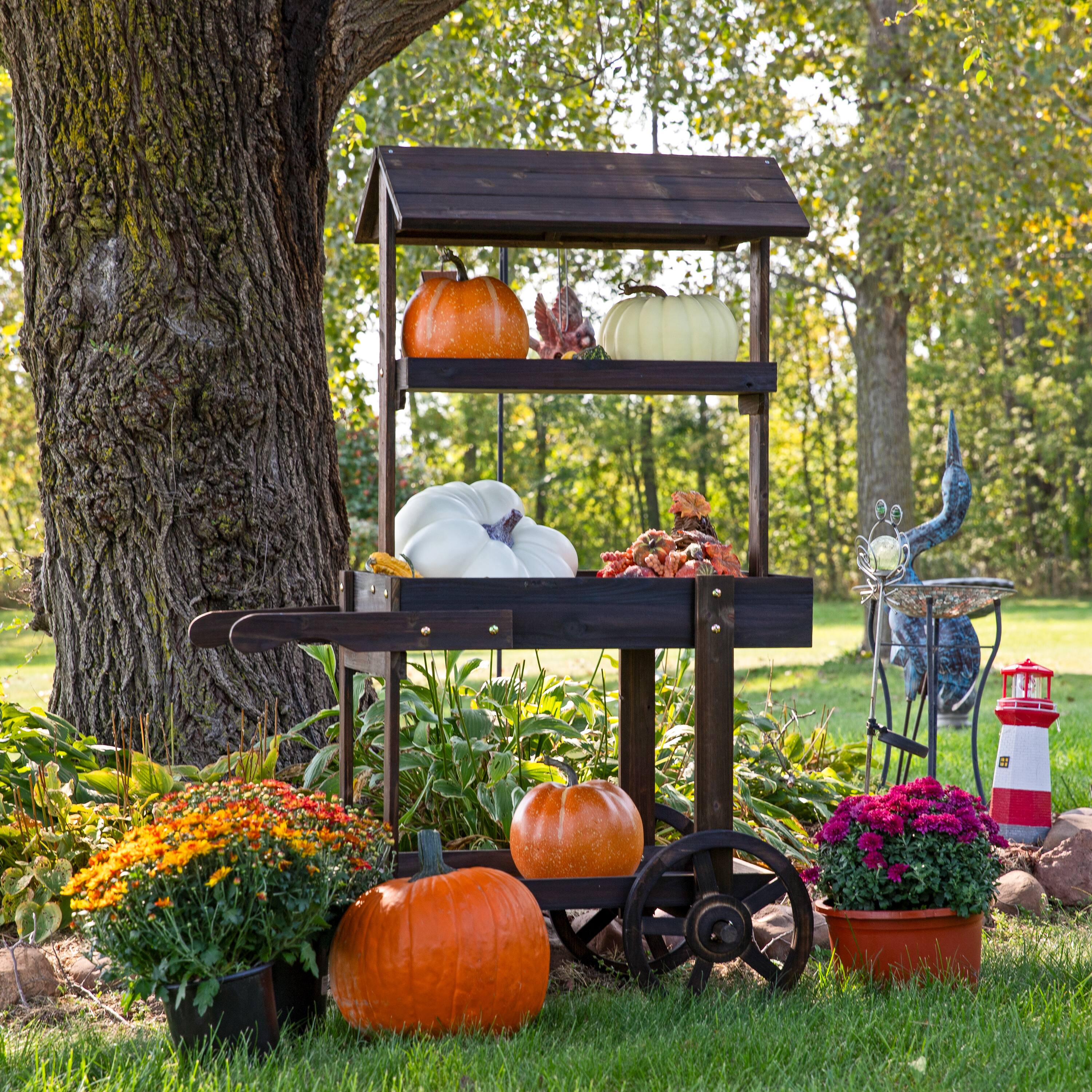 Alt View 1. Sunnydaze - Country Market Flower Stand Raised Garden Bed - Charred Fir.