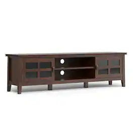 Simpli Home - Artisan SOLID WOOD 72 inch Wide Transitional TV Media Stand For TVs up to 80 inches - Russet Brown