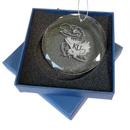 The Memory Company - Kansas Jayhawks 3.25'' Laser Engraved Glass Ornament - Multicolor