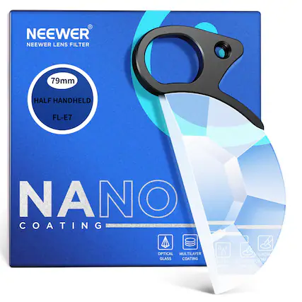 NEEWER LENS FILTER 79mm HALF HANDHELD FL-E7 NANO COATING OPTICAL MULTILAYER GLASS COATING WATER PROOF ANTI-SCRATCH