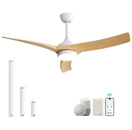 Sofucor - 52 Inch Outdoor Ceiling Fans with Lights & Remote Control High Airflow 6000CFM Reversible for Bedroom Living Room Patios - Smart - White Beige