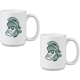 Indigo Falls - Michigan State Spartans Two Pack 15oz. Vault Sketch Ceramic Mug Set - White