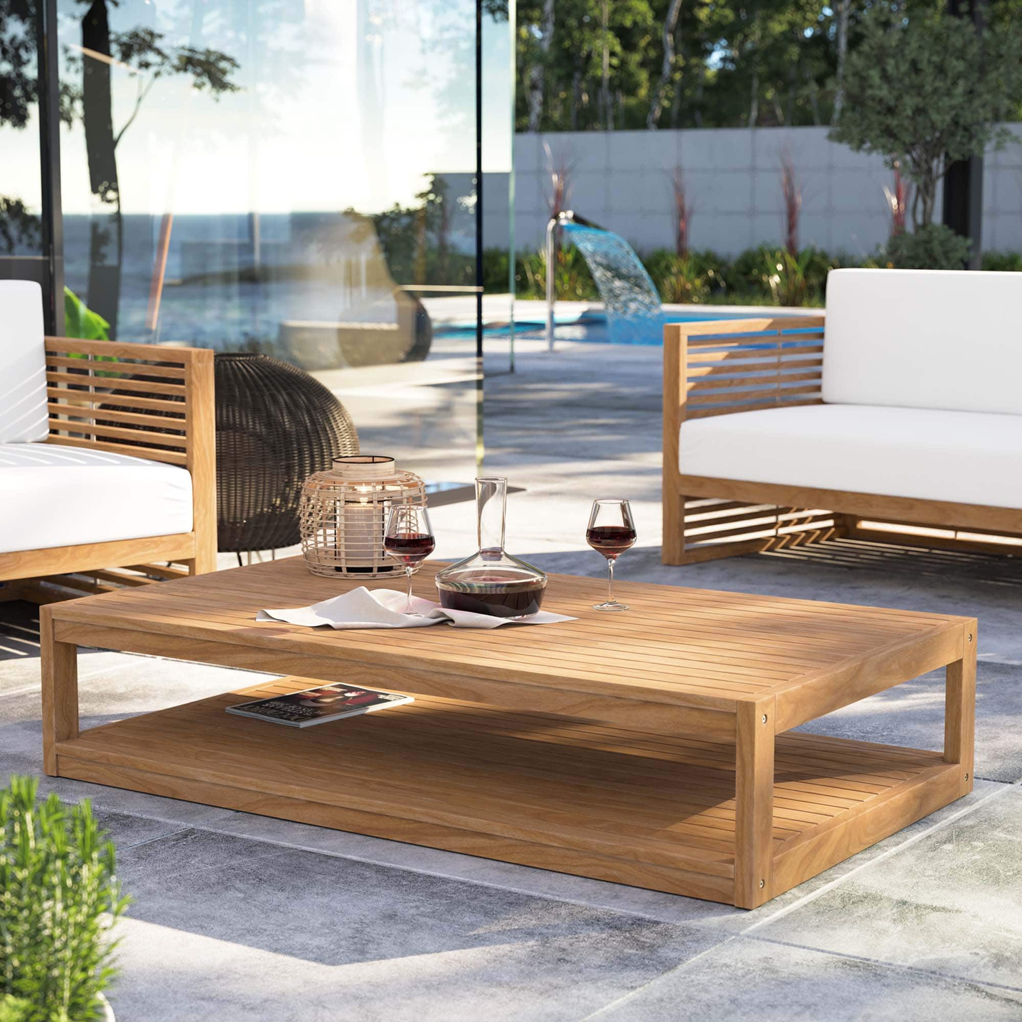 Carlsbad Teak Wood Outdoor Patio Coffee Table by Modway - Natural