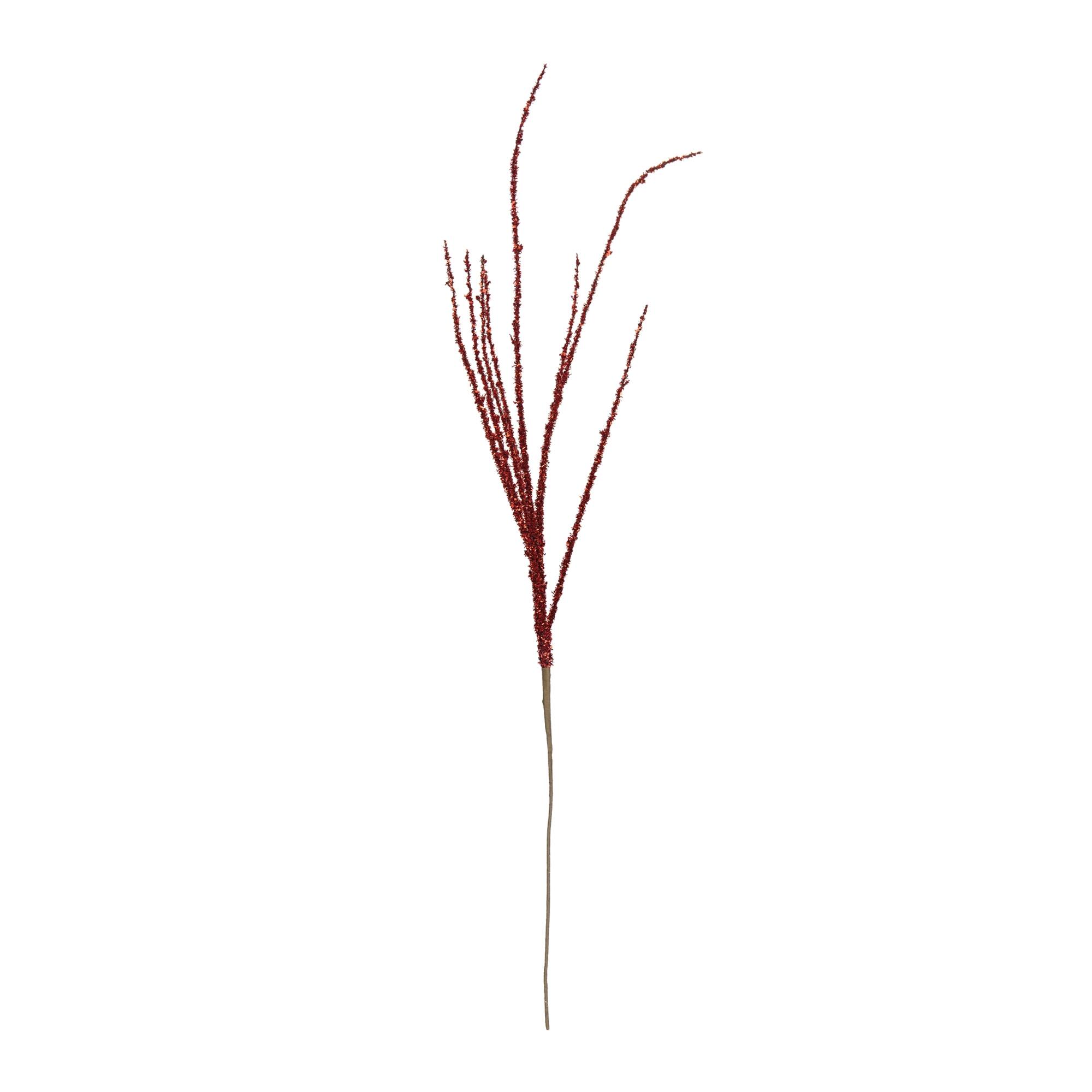 Angle. BreeBe - Red Tinsel Branch (Set of 6) - Brown.