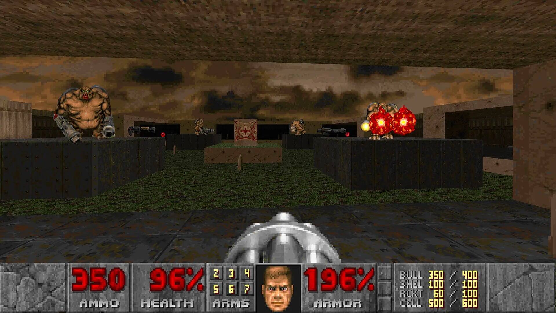 234 2 E 4 350 96% 5 6 7 AMMO HEALTH ARMS BULL 350 196% SHEL 100 ROKT 60 ARMOR CELL 500 400 100 100 600