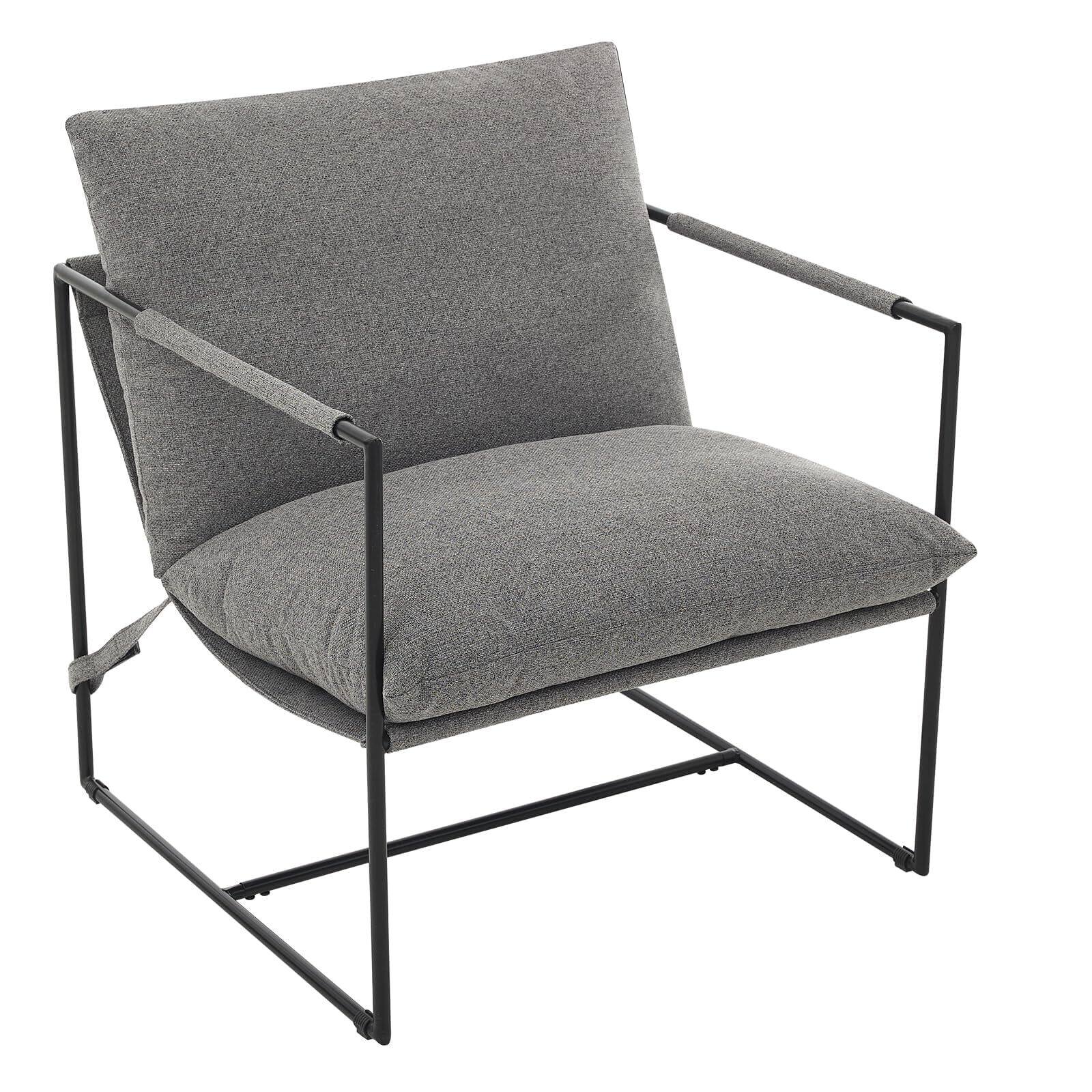 Front. Babevy - Modern Accent Chair, Armchair with Metal Frame for Living Room, Upholstered Comfy Lounge Chair - Grey.