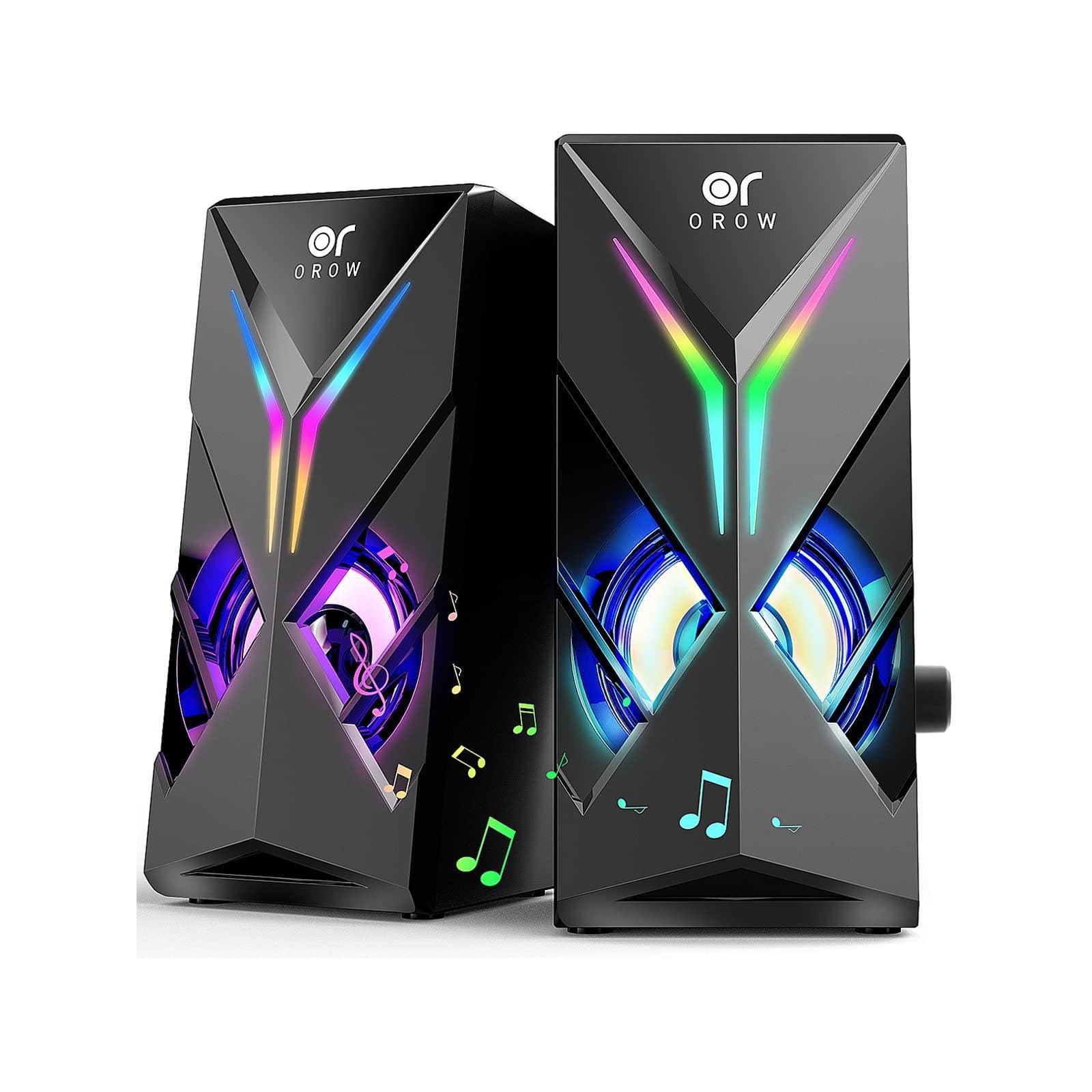 Cozy Serene - Led Light Orow 10w Rgb Computer Speakers With Volume Control Colorful Led Gaming For Pc/desktop/laptop/monitor 3.5mm Aux - Default