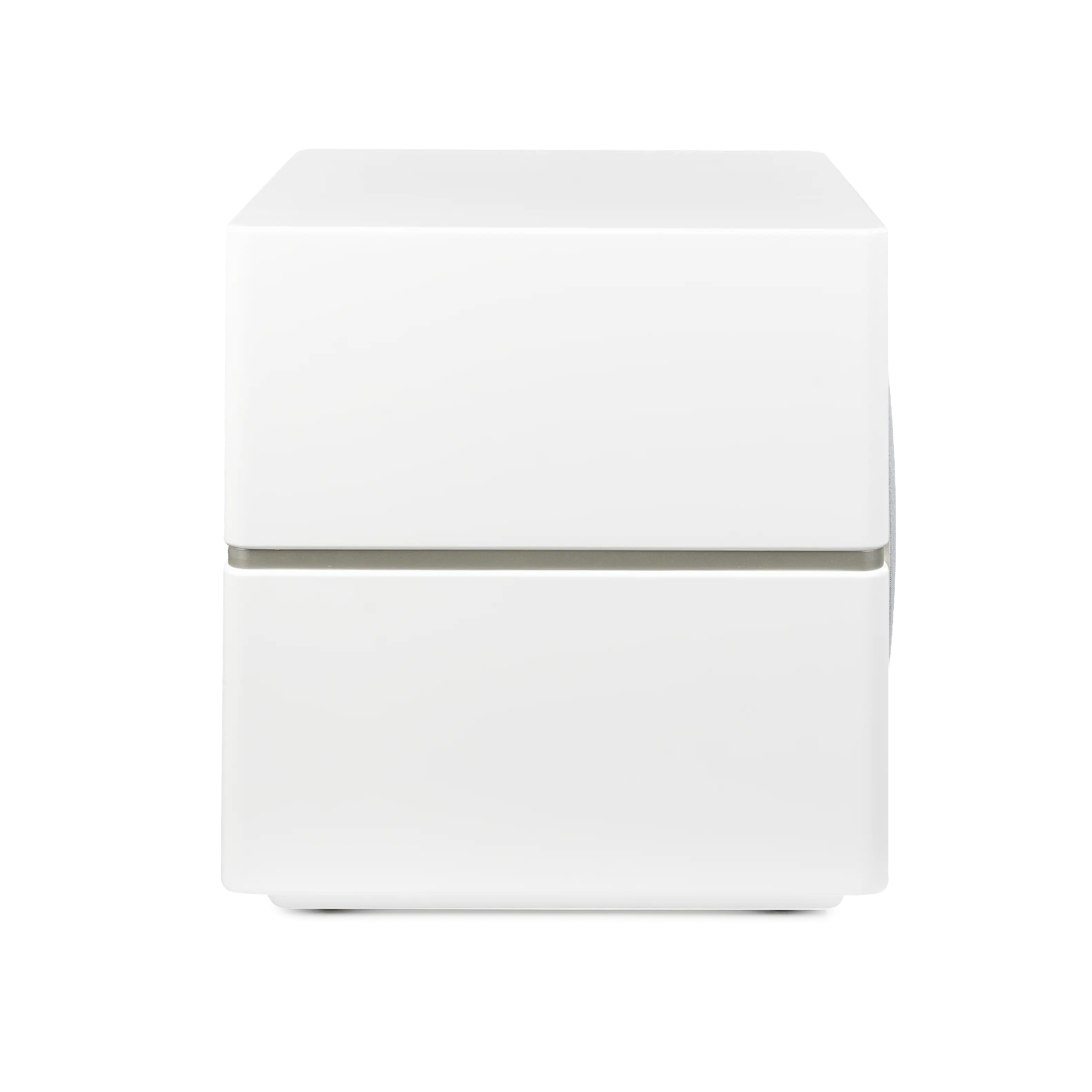 Left. MartinLogan - Dynamo 12, 12” Sealed, Powered Subwoofer, with Magnitude MT-1.6kW Amplifier, Sub Control App, and Wireless Built-In - Satin White.