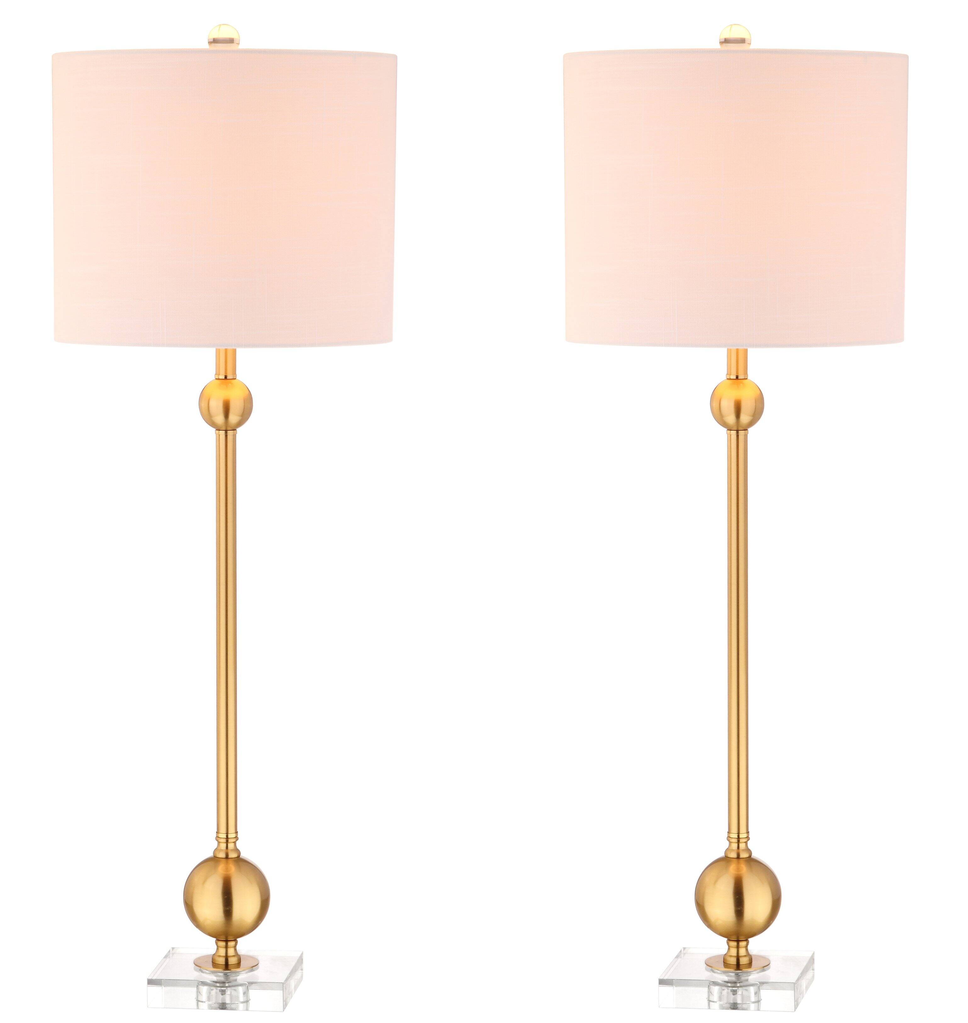 Alt View 6. Jonathan Y - Hollis 34 in. Metal LED Table Lamp, Brass with Crystal Base (Set of 2) - Brass.