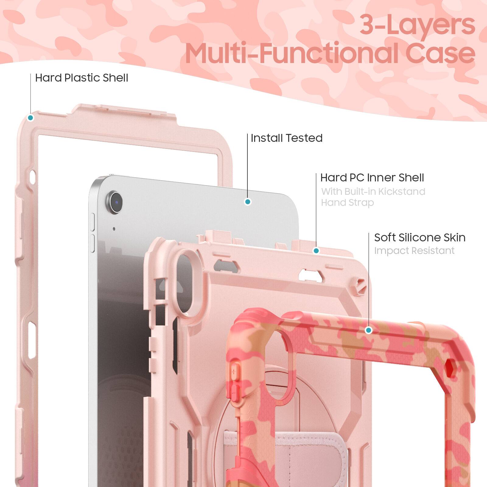 3-Layers Multi-Functional Case

- Hard Plastic Shell
- Install Tested
- Hard PC Inner Shell with Built-in Kickstand Hand Strap
- Soft Silicone Skin
- Impact Resistant