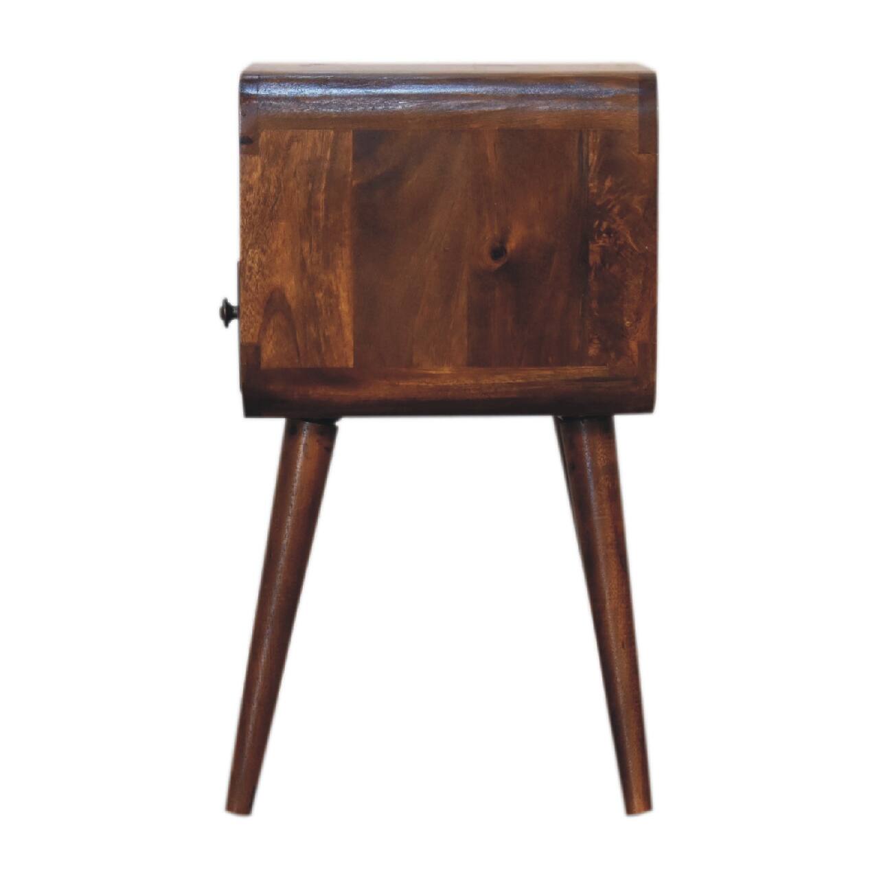 Alt View 5. Artisan Furniture - Artisan Furniture Solid Wood Mini Chestnut Curve Open Nightstand, 1 Drawer, 1 Open Storage, Nordic legs, Brown - Chestnut.