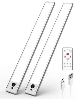 EZVALO - 14.70 in. Wireless USB Charging Integrated LED Linkable Under Cabinet Light Smart Recessed Lighting-2 Pack - White