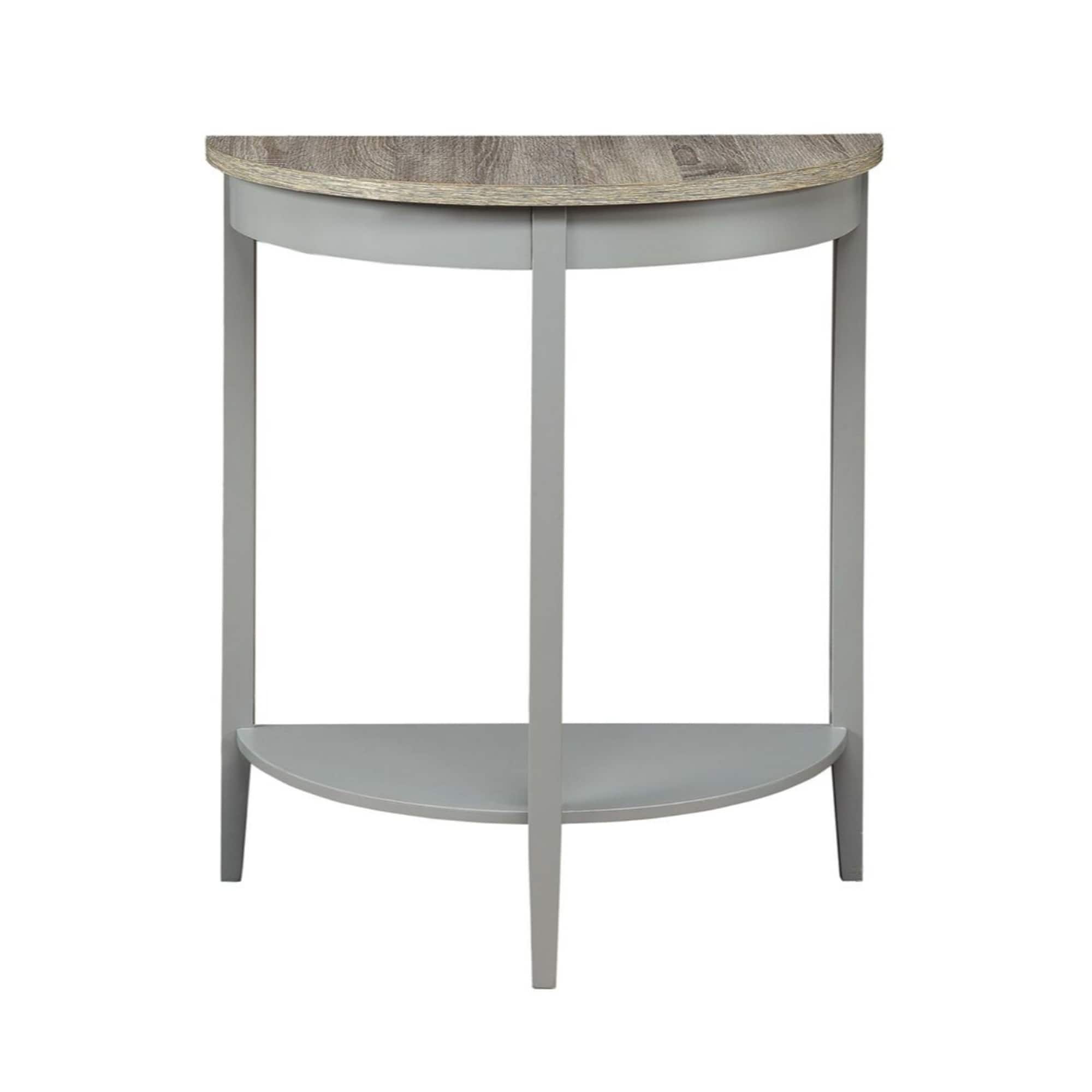 Manhattan Lane - Wooden Half Moon Shaped Console Table with One Open Bottom Shelf - Brown and Gray