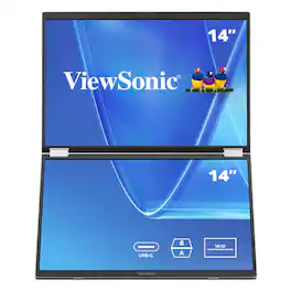 ViewSonic - 14" Dual Screen WUXGA Portable Monitor with USB-C and Protective Sleeve - Black