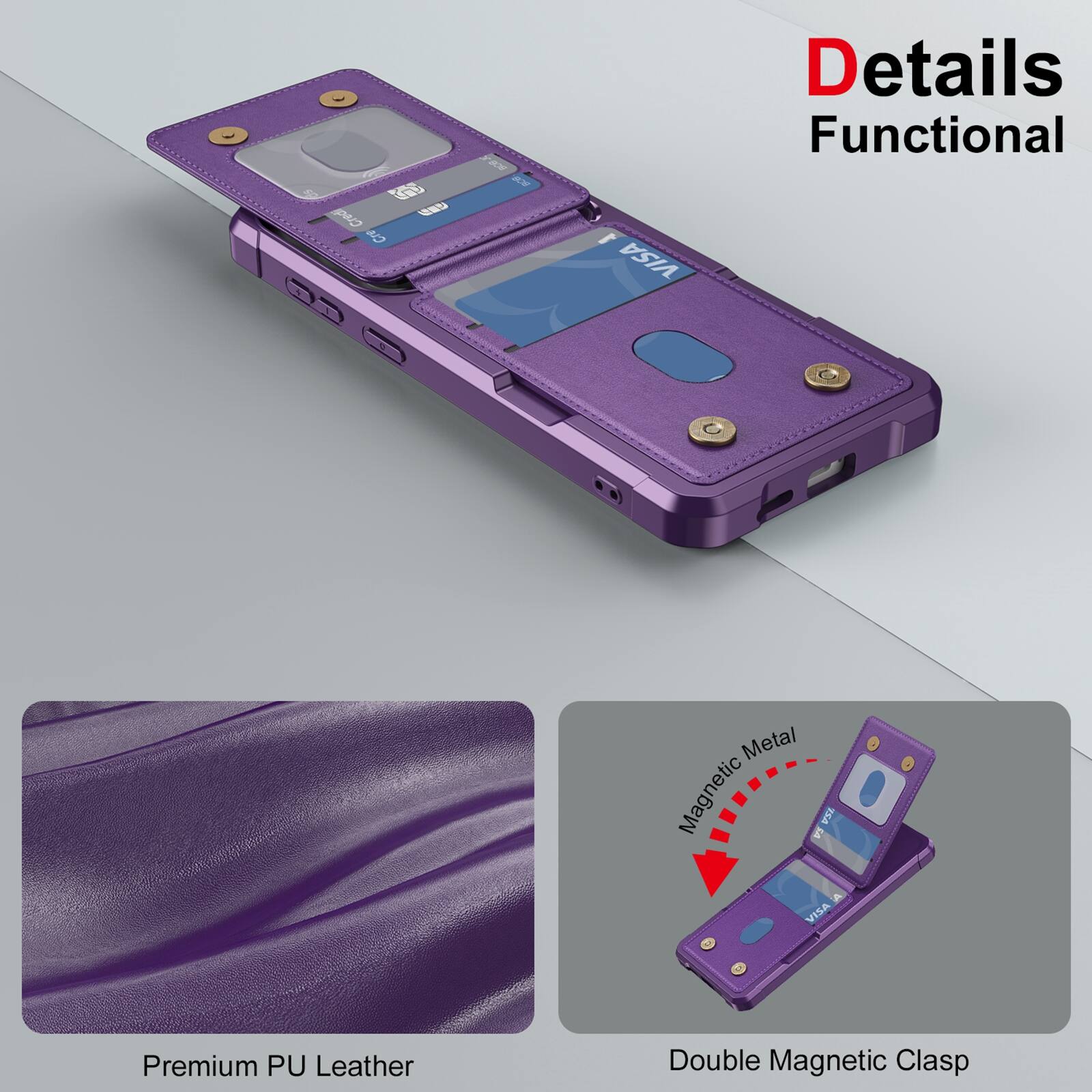 UUCOVER Magnetic Wallet Back Case for Samsung Galaxy A15 5G,Shockproof ...