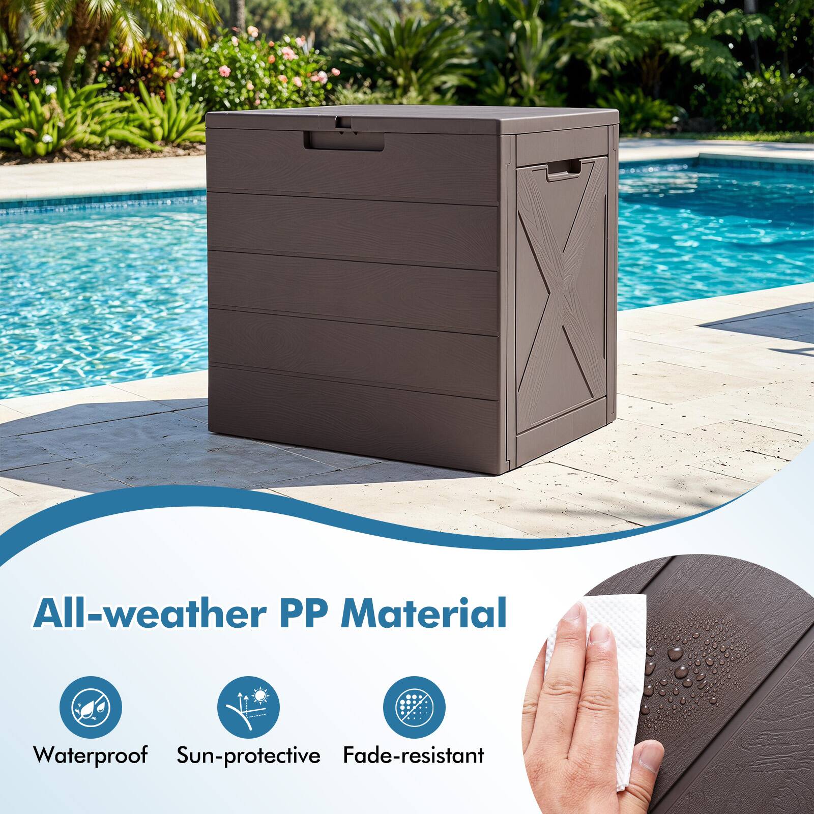 All-weather PP Material

Waterproof
Sun-protective
Fade-resistant