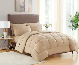 Sweet Home Collection - All Season Reversible Bed-in-A-Bag Solid Color Comforter & Sheet Set, Twin XL - Taupe
