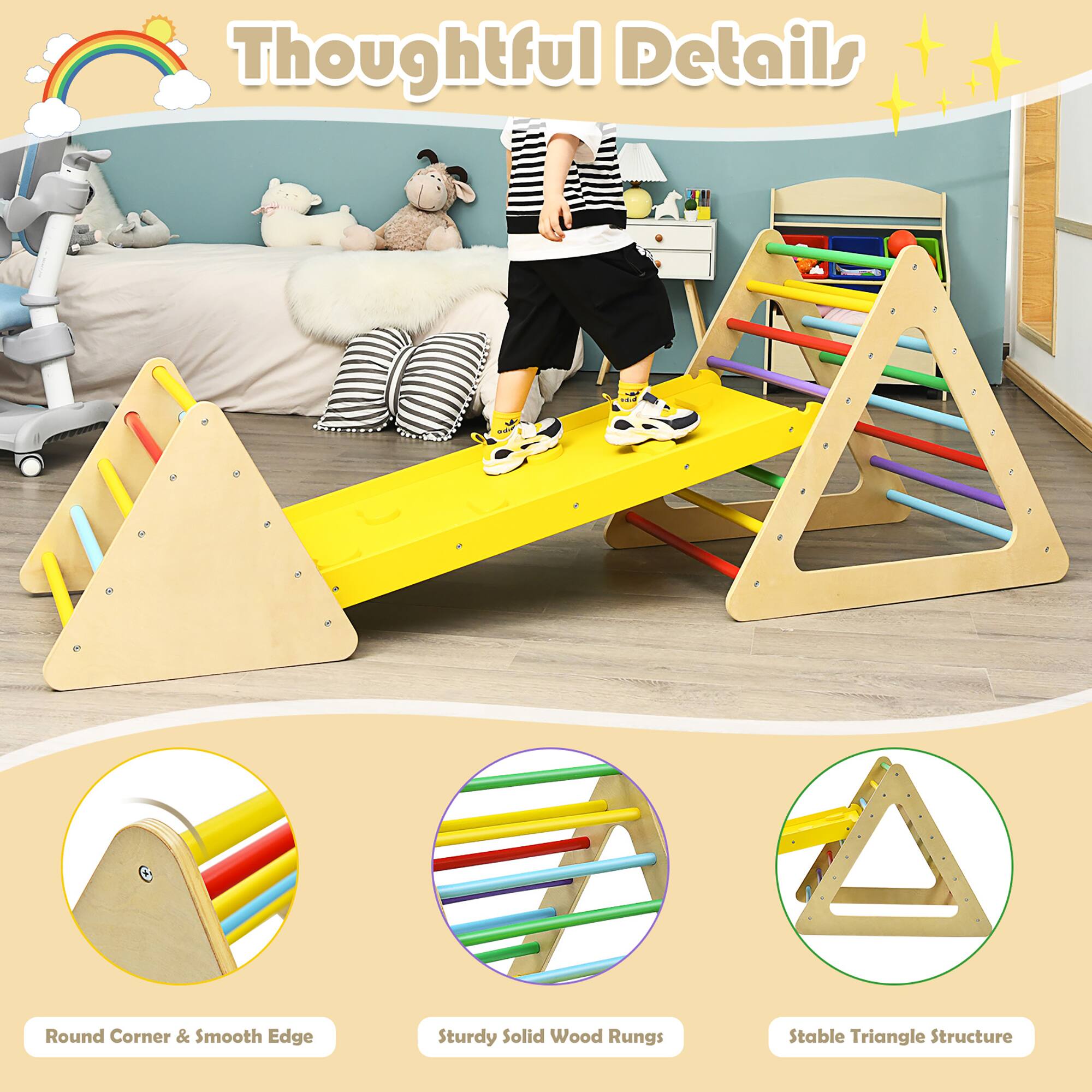 Thoughtful Details
Round Corner & Smooth Edge
Sturdy Solid Wood Rungs
Stable Triangle Structure