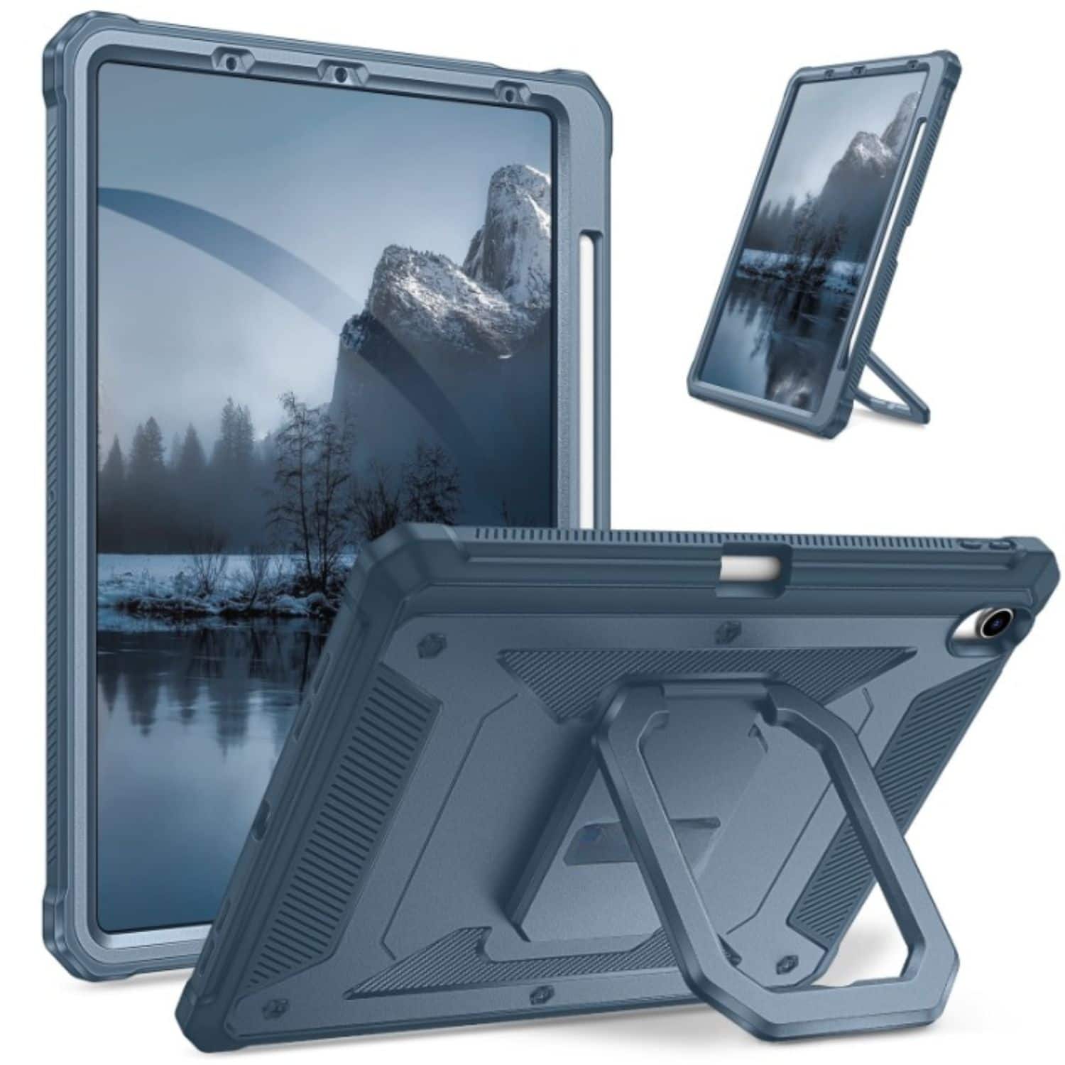 Front. Stock Preferred - Shockproof Rugged Case For iPad Air M3 (2025)/M2 (2024) Rugged Heavy Duty Cover Navy - Navy.